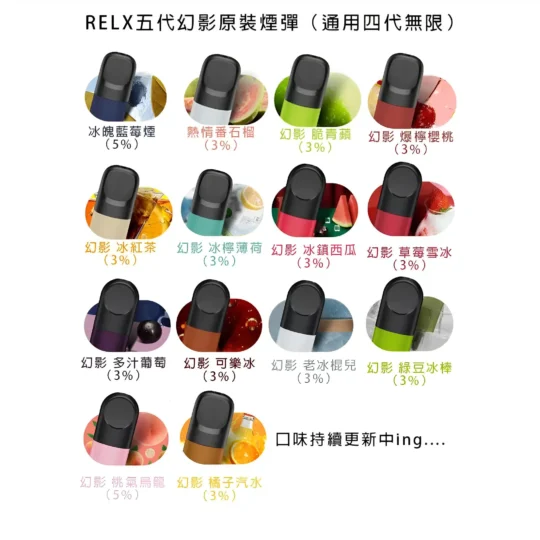 RELX 幻影五代菸彈｜原廠正品｜穩定霧化・多口味選擇-零度霧化
